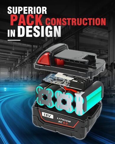 4 عبوات بديلة من Bslite لبطارية Milwaukee M18 6.0Ah 48-11-1862 متوافقة مع أدوات بطارية Milwaukee 18V والشاحن (أسود) in Kuwait