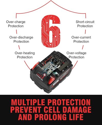 4 عبوات بديلة من Bslite لبطارية Milwaukee M18 6.0Ah 48-11-1862 متوافقة مع أدوات بطارية Milwaukee 18V والشاحن (أسود) in Kuwait