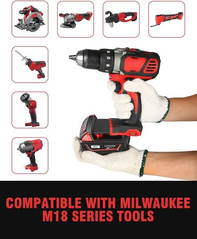 4 عبوات بديلة من Bslite لبطارية Milwaukee M18 6.0Ah 48-11-1862 متوافقة مع أدوات بطارية Milwaukee 18V والشاحن (أسود) in Kuwait
