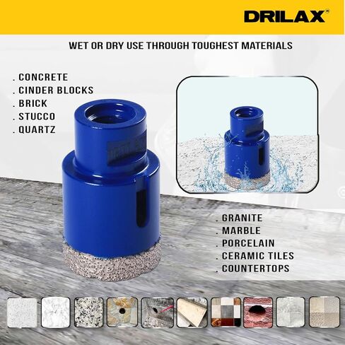 1-3/8 inch Diamond Core Hole Saw Masonry Concrete Granite Quartz Porcelain Ceramic Tile Brick Cinder Blocks Dry 5/8"-11 Thread Connection Heavy Duty for Angle Grinders 1 3/8 Diamond Hole Saw in Saudi Arabia