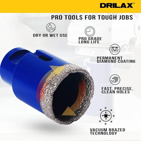 1-3/8 inch Diamond Core Hole Saw Masonry Concrete Granite Quartz Porcelain Ceramic Tile Brick Cinder Blocks Dry 5/8"-11 Thread Connection Heavy Duty for Angle Grinders 1 3/8 Diamond Hole Saw in Saudi Arabia