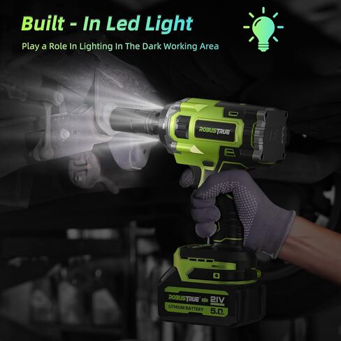 مفتاح ربط تأثير لاسلكي قوي 1/2 بوصة، عزم دوران عالي 737 قدم رطل (1000 نيوتن متر) مفتاح ربط تأثير بدون فرش، مسدس تأثير بطارية 5.0 أمبير مع 2600 دورة في الدقيقة، شاحن واحد، 4 مقابس، مفتاح ربط كهربائي لشاحنة السيارة in Kuwait