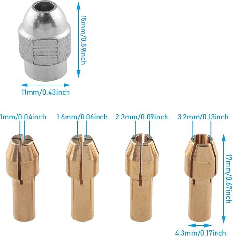 WHYHKJ Rotating Drill Nut Tool Kit for Electric Grinder Chuck Set (2PCS Silver Copper Nuts + 8PCS Copper Chuck Inserts) in Saudi Arabia