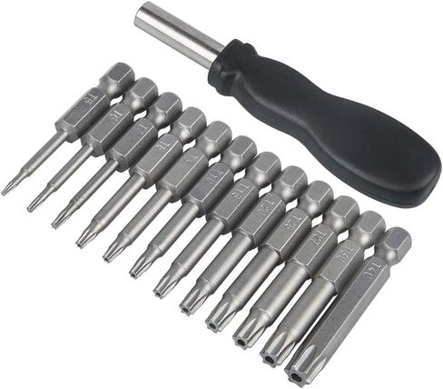 11 Pack Torx Head Screwdriver Bit Set,DanziX 1/4 inch Hex Shank T-6-T40 S2 Steel 3 Inch Long Security Tamper Proof Screwdriver Drill Tool Kit with 1 Manual Handle in Saudi Arabia