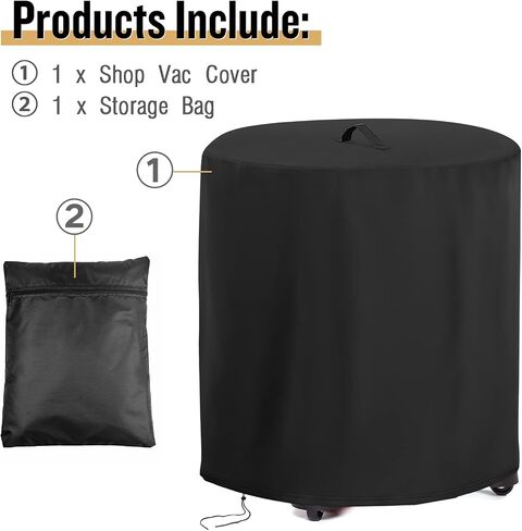 Kingling Cover for Shop Vac, Wet and Dry Shop Vacuum Cleaners Dust Cover Protection for 12-16 Gallon Shop Wet Dry Vacuums Black - 24''D x 26.5''H in Kuwait