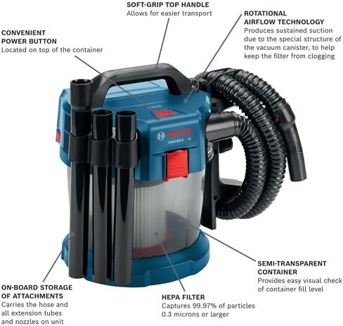 بوش اداة تفريغ الهواء GAS18V-3N 18 فولت 1.6 جالون، ازرق in Saudi Arabia