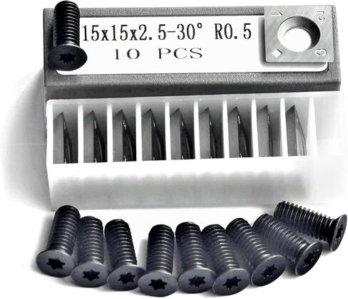 YURIKAI قاطع كربيد مربع 14 مم إدراج سكاكين حلزونية من الكربيد الخشبي 14 × 14 × 2 مم مع مسامير لسكاكين مخرطة الخشب ذات الرأس الحلزوني والحلزوني وأداة النجارة DIY 10 قطع in Kuwait