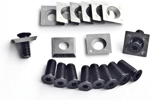 YURIKAI قاطع كربيد مربع 14 مم إدراج سكاكين حلزونية من الكربيد الخشبي 14 × 14 × 2 مم مع مسامير لسكاكين مخرطة الخشب ذات الرأس الحلزوني والحلزوني وأداة النجارة DIY 10 قطع in Kuwait