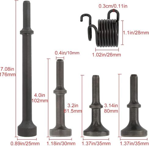 YaeTek Smoothing Air Pneumatic Hammer Chisel Bits Set with 0.401'' Shank, 6pcs Air Hammer Bits Set, Air Hammer tool kit with Springs in Saudi Arabia