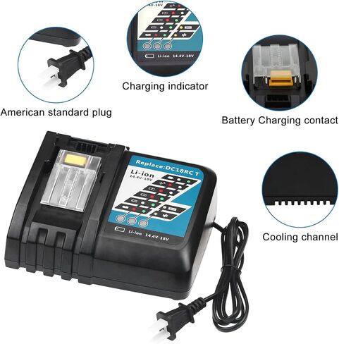 DC18RC 18V شاحن استبدال البطارية متوافق مع ماكيتا 14.4V-18V LXT بطارية ليثيوم أيون BL1815 BL1830 BL1840 BL1845 BL1850 BL1860 in Saudi Arabia