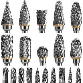 20 Pcs Carbide Burrs Set 1/8" Shank, Preciva Double Cut Die Grinder Bits, Tungsten Carbide Rotary Burr Set for Grinder Bits Rotary Tools, Metal Polishing, Engraving, Drilling in Kuwait