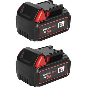 قطعتان بديلتان من Bslite لبطارية Milwaukee M18 6.0Ah 48-11-1862 متوافقة مع أدوات بطارية Milwaukee M18 والشاحن (أسود) in Kuwait