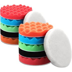 12 Pcs Buffing Polishing Pads 6 Inch Compound Buffing Sponge Pads Cutting Polishing Pad Kit for Car Buffer Polisher Compounding, Polishing and Waxing in Saudi Arabia