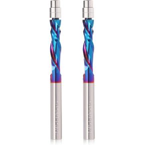 2PCS UP Cut Spiral Flush Trim Router Bit,1/4 Inch Shank 1-1/8 Inch Cutting Length Extra Long 3 Inch OVL,Carbide CNC Router Bit with Nano Coated for Triming in Saudi Arabia
