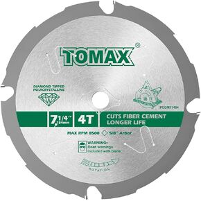 TOMAX PCDM61204 6-1/2 بوصة 4 أسنان من الماس متعدد البلورات (PCD) شفرة منشار أسمنت من الألياف الصلبة مع أربور DMK مقاس 5/8 بوصة in Kuwait
