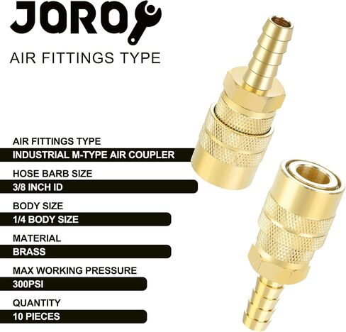 Brass Air Coupler, 1/4 Inch Body Size, 3/8 Inch NPT Female Threads Size, Industrial M-Type, 1 Piece Air Compressor Hose Fitting in Kuwait