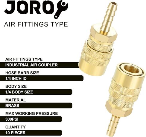 Brass Air Coupler, 1/4 Inch Body Size, 3/8 Inch NPT Female Threads Size, Industrial M-Type, 1 Piece Air Compressor Hose Fitting in Kuwait
