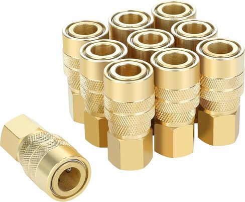 Brass Air Coupler, 1/4 Inch Body Size, 3/8 Inch NPT Female Threads Size, Industrial M-Type, 1 Piece Air Compressor Hose Fitting in Kuwait