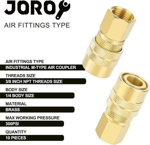 Brass Air Coupler, 1/4 Inch Body Size, 3/8 Inch NPT Female Threads Size, Industrial M-Type, 1 Piece Air Compressor Hose Fitting in Kuwait