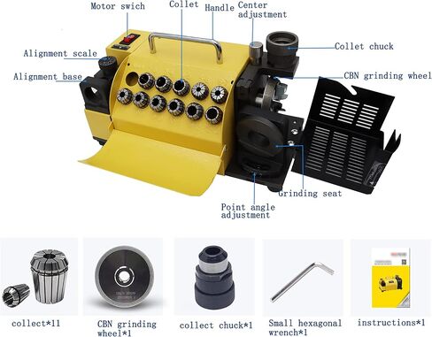 PreAsion 110V MR-13A مبراة لقم الثقب 3-13 مم مبراة لقم الثقب مع 11 كوليت زاوية قابلة للتعديل آلة طحن 100 درجة (95 درجة) ~ 135 درجة أداة شحذ عالية الدقة للمثقاب (عجلة CBN لـ HSS) in Saudi Arabia