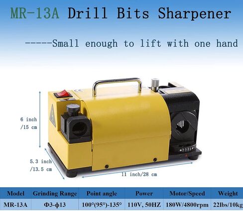 PreAsion 110V MR-13A مبراة لقم الثقب 3-13 مم مبراة لقم الثقب مع 11 كوليت زاوية قابلة للتعديل آلة طحن 100 درجة (95 درجة) ~ 135 درجة أداة شحذ عالية الدقة للمثقاب (عجلة CBN لـ HSS) in Saudi Arabia