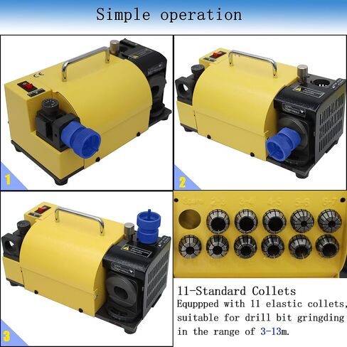 PreAsion 110V MR-13A مبراة لقم الثقب 3-13 مم مبراة لقم الثقب مع 11 كوليت زاوية قابلة للتعديل آلة طحن 100 درجة (95 درجة) ~ 135 درجة أداة شحذ عالية الدقة للمثقاب (عجلة CBN لـ HSS) in Saudi Arabia