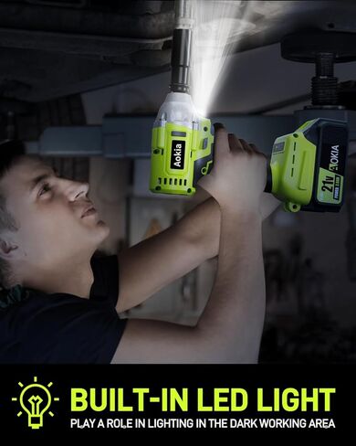 مفتاح ربط كهربائي لاسلكي من أوكيا - 1/2 بوصة، 21 فولت، محرك تأثير بدون فرش، أقصى عزم دوران 240 قدم - رطل (320 نيوتن متر)، مسدس تأثير مع بطارية ليثيوم أيون 3.0 أمبير وشاحن سريع، 3 قطع مقابس تأثير لمنزل السيارة in Kuwait