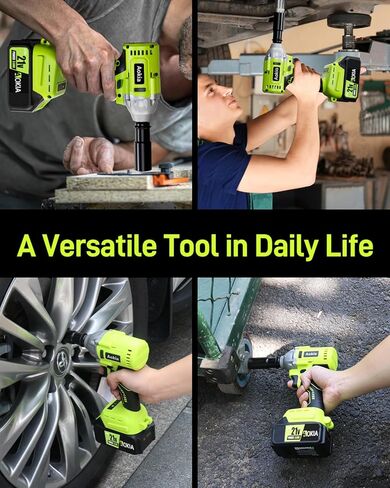 مفتاح ربط كهربائي لاسلكي من أوكيا - 1/2 بوصة، 21 فولت، محرك تأثير بدون فرش، أقصى عزم دوران 240 قدم - رطل (320 نيوتن متر)، مسدس تأثير مع بطارية ليثيوم أيون 3.0 أمبير وشاحن سريع، 3 قطع مقابس تأثير لمنزل السيارة in Kuwait