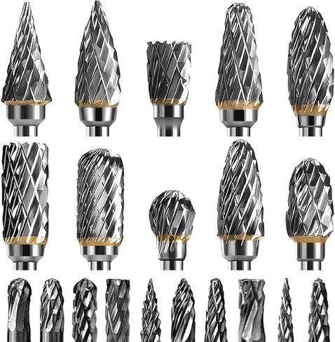 20 Pcs Carbide Burrs Set 1/8" Shank, Preciva Double Cut Die Grinder Bits, Tungsten Carbide Rotary Burr Set for Grinder Bits Rotary Tools, Metal Polishing, Engraving, Drilling in Kuwait