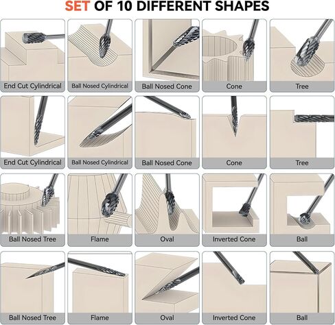 20 Pcs Carbide Burrs Set 1/8" Shank, Preciva Double Cut Die Grinder Bits, Tungsten Carbide Rotary Burr Set for Grinder Bits Rotary Tools, Metal Polishing, Engraving, Drilling in Kuwait
