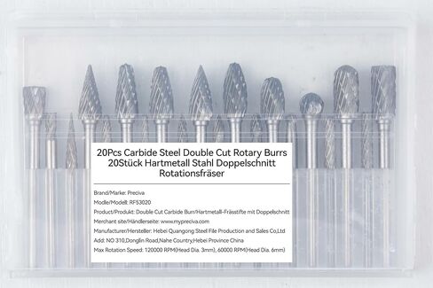 20 Pcs Carbide Burrs Set 1/8" Shank, Preciva Double Cut Die Grinder Bits, Tungsten Carbide Rotary Burr Set for Grinder Bits Rotary Tools, Metal Polishing, Engraving, Drilling in Kuwait