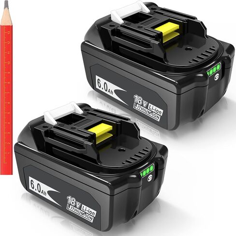 WORTHMAH BL1860 6.0Ah 18 Volt Battery Replacement for Makita 18V Battery with LED Indicator BL1815 BL1860 BL1830 BL1850B-2 LXT-400 Cordless Power Tools,2 Packs with 1 Carpenter Pencil in Saudi Arabia