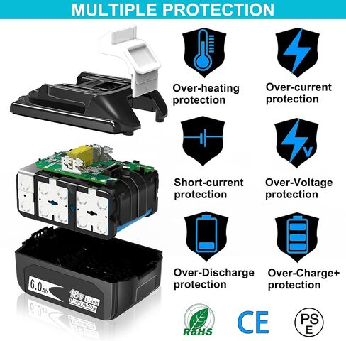 WORTHMAH BL1860 6.0Ah 18 Volt Battery Replacement for Makita 18V Battery with LED Indicator BL1815 BL1860 BL1830 BL1850B-2 LXT-400 Cordless Power Tools,2 Packs with 1 Carpenter Pencil in Saudi Arabia