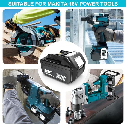 WORTHMAH BL1860 6.0Ah 18 Volt Battery Replacement for Makita 18V Battery with LED Indicator BL1815 BL1860 BL1830 BL1850B-2 LXT-400 Cordless Power Tools,2 Packs with 1 Carpenter Pencil in Saudi Arabia