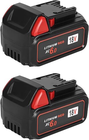 قطعتان بديلتان من Bslite لبطارية Milwaukee M18 6.0Ah 48-11-1862 متوافقة مع أدوات بطارية Milwaukee M18 والشاحن (أسود) in Kuwait