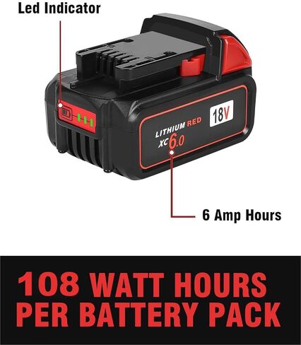 قطعتان بديلتان من Bslite لبطارية Milwaukee M18 6.0Ah 48-11-1862 متوافقة مع أدوات بطارية Milwaukee M18 والشاحن (أسود) in Kuwait