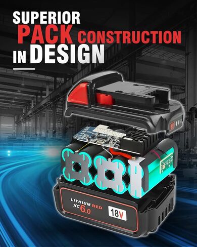قطعتان بديلتان من Bslite لبطارية Milwaukee M18 6.0Ah 48-11-1862 متوافقة مع أدوات بطارية Milwaukee M18 والشاحن (أسود) in Kuwait