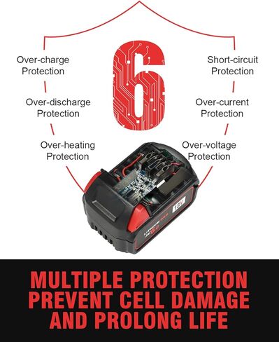 قطعتان بديلتان من Bslite لبطارية Milwaukee M18 6.0Ah 48-11-1862 متوافقة مع أدوات بطارية Milwaukee M18 والشاحن (أسود) in Kuwait