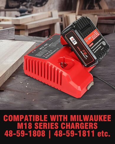 قطعتان بديلتان من Bslite لبطارية Milwaukee M18 6.0Ah 48-11-1862 متوافقة مع أدوات بطارية Milwaukee M18 والشاحن (أسود) in Kuwait