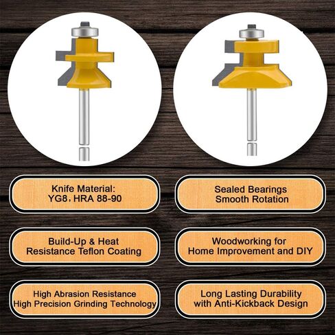 LEATBUY 43 PCS Router Bit Set 1/2-Inch Shank, Panel Cabinet Door Router Bits, Woodworking Wood Cutter, Wood Carbide Groove Tongue Milling Tool(1/2 Side) in Saudi Arabia