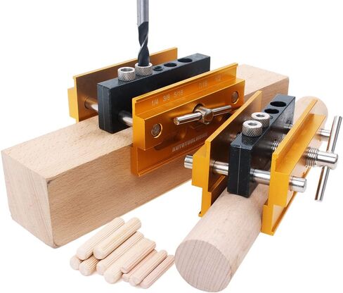 AUTOOLHOME Gold Centering Diggeling Jigig Kit 2 "6 قطع دليل الحفر مجموعة بطانات قابل للتعديل العرض الخشب مسمار الرجيج الخشب أدوات مفصل النجارة in Kuwait