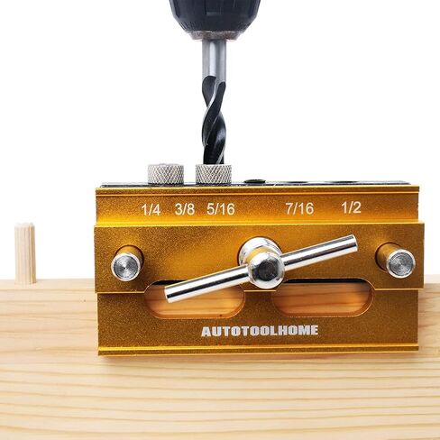 AUTOOLHOME Gold Centering Diggeling Jigig Kit 2 "6 قطع دليل الحفر مجموعة بطانات قابل للتعديل العرض الخشب مسمار الرجيج الخشب أدوات مفصل النجارة in Kuwait