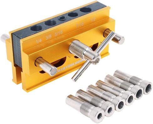 AUTOOLHOME Gold Centering Diggeling Jigig Kit 2 "6 قطع دليل الحفر مجموعة بطانات قابل للتعديل العرض الخشب مسمار الرجيج الخشب أدوات مفصل النجارة in Kuwait