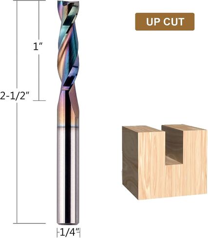 SpeTool 1/4 Shank Up Cut Spiral Router Bit 1/4 inch Cutting Diameter 1 inch Cutting Length CNC Router Bits for Woodworking with Extra Long Life Coating in Saudi Arabia