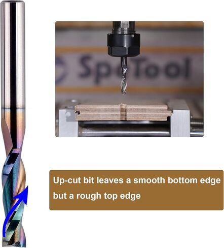 SpeTool 1/4 Shank Up Cut Spiral Router Bit 1/4 inch Cutting Diameter 1 inch Cutting Length CNC Router Bits for Woodworking with Extra Long Life Coating in Saudi Arabia