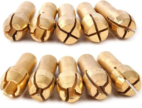 Collet Set Compatible with Dremel Rotary Tool 10 PCS Brass Sizes 3.2mm 3mm 2.4mm 2mm 1.8mm 1.5mm 1.2mm 1.0mm 0.8mm 0.5mm 480 481 482 483 in Saudi Arabia