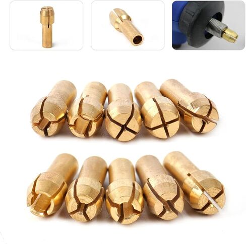 Collet Set Compatible with Dremel Rotary Tool 10 PCS Brass Sizes 3.2mm 3mm 2.4mm 2mm 1.8mm 1.5mm 1.2mm 1.0mm 0.8mm 0.5mm 480 481 482 483 in Saudi Arabia
