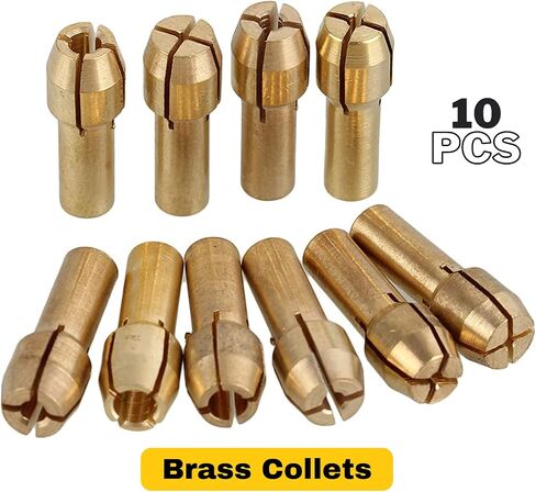 Collet Set Compatible with Dremel Rotary Tool 10 PCS Brass Sizes 3.2mm 3mm 2.4mm 2mm 1.8mm 1.5mm 1.2mm 1.0mm 0.8mm 0.5mm 480 481 482 483 in Saudi Arabia