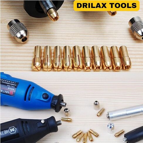 Collet Set Compatible with Dremel Rotary Tool 10 PCS Brass Sizes 3.2mm 3mm 2.4mm 2mm 1.8mm 1.5mm 1.2mm 1.0mm 0.8mm 0.5mm 480 481 482 483 in Saudi Arabia