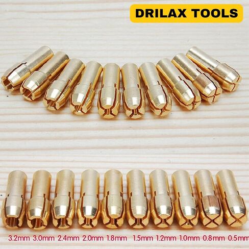 Collet Set Compatible with Dremel Rotary Tool 10 PCS Brass Sizes 3.2mm 3mm 2.4mm 2mm 1.8mm 1.5mm 1.2mm 1.0mm 0.8mm 0.5mm 480 481 482 483 in Saudi Arabia